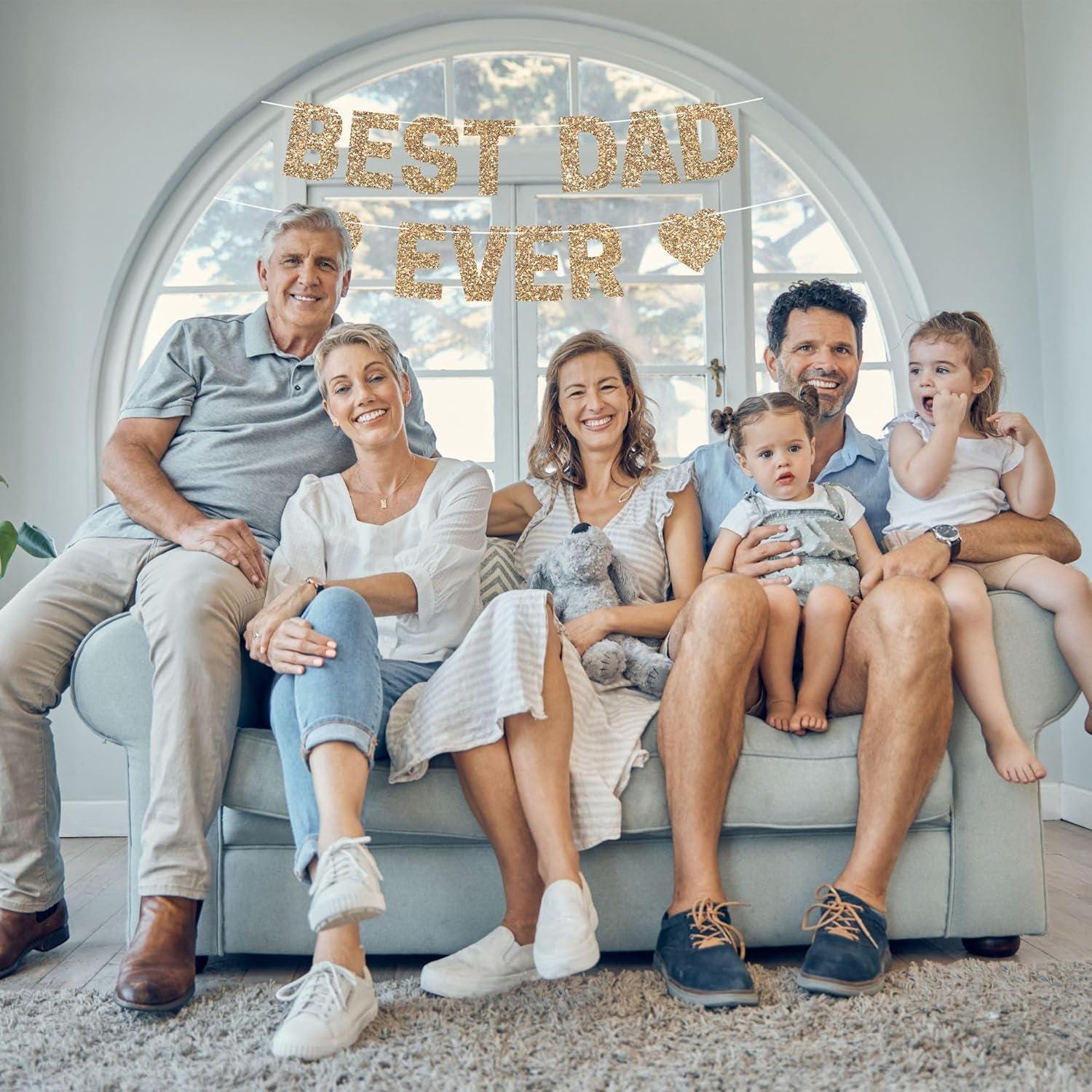 Gold Glitter Dad Ever Banner – Father's Day Party Decoration