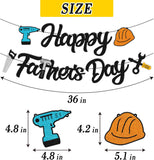 Happy Father's Day Banner: Tools Theme, Black Glitter Decorations