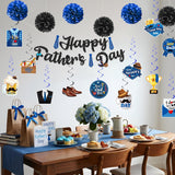19PCS Father's Day Decorations Set Blue Black Pre-Assembled Banner Hanging Party Supplies