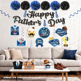 19PCS Father's Day Decorations Set Blue Black Pre-Assembled Banner Hanging Party Supplies