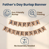 Rustic Burlap Happy Father's Day Banner with Tie Design Party Backdrop Decorations for Dad