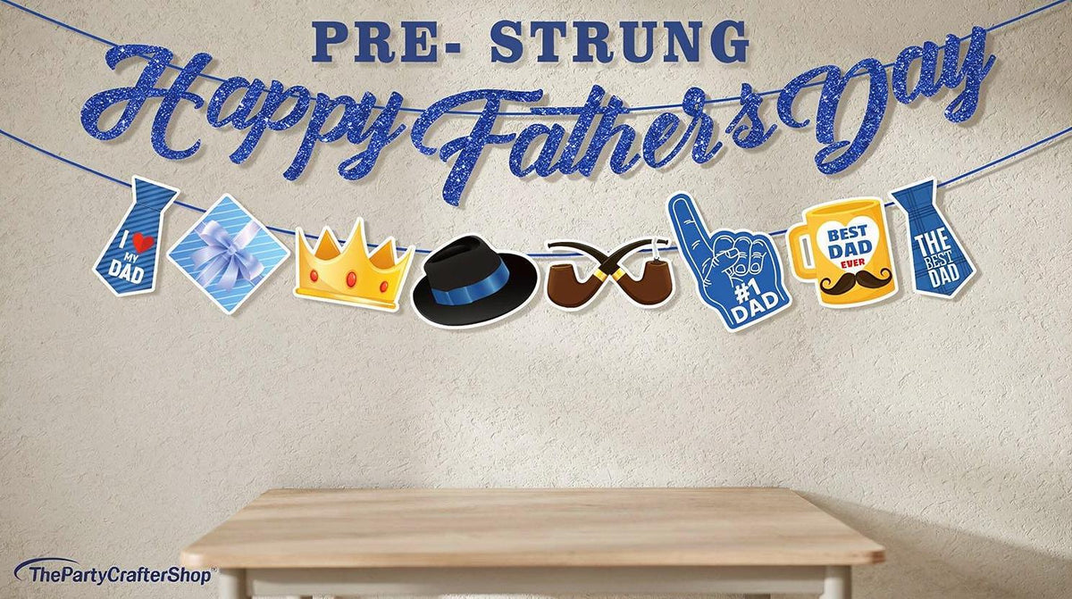 Happy Father's Day Pre-Strung Banner No DIY Party Decorations for Indoor Outdoor Celebration