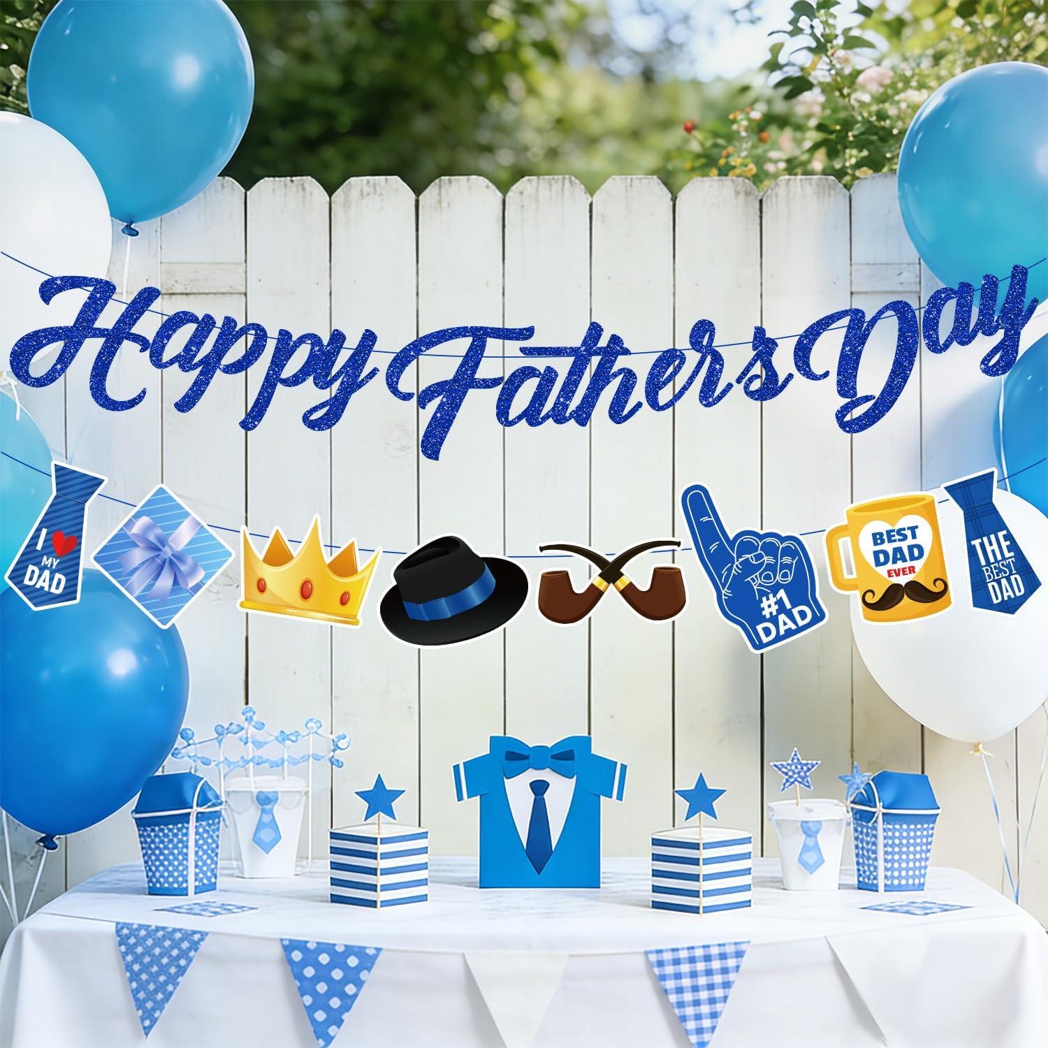 Happy Father's Day Pre-Strung Banner No DIY Party Decorations for Indoor Outdoor Celebration