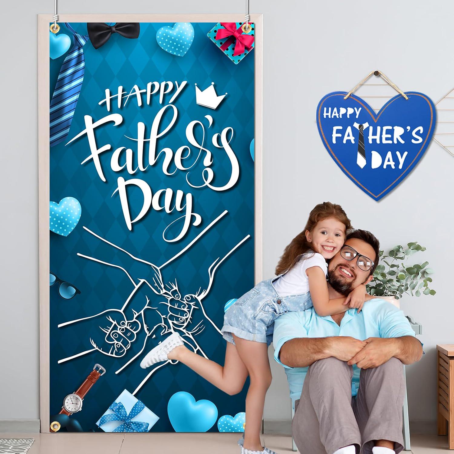 Happy Father's Day Door Cover Banner Photography Backdrop Porch Yard Party Decorations for Dad