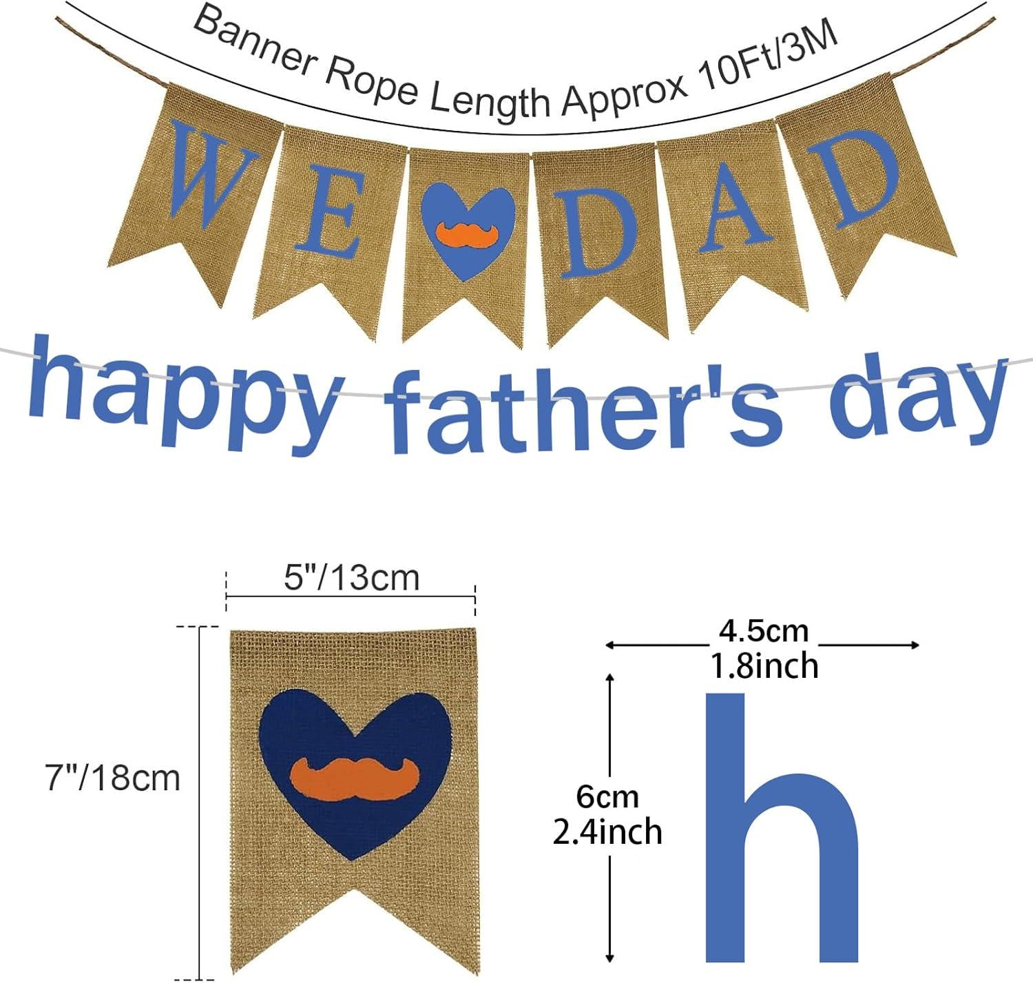We Love Dad Burlap Father's Day Banner Flag Bunting Garland Party Decorations Photo Prop