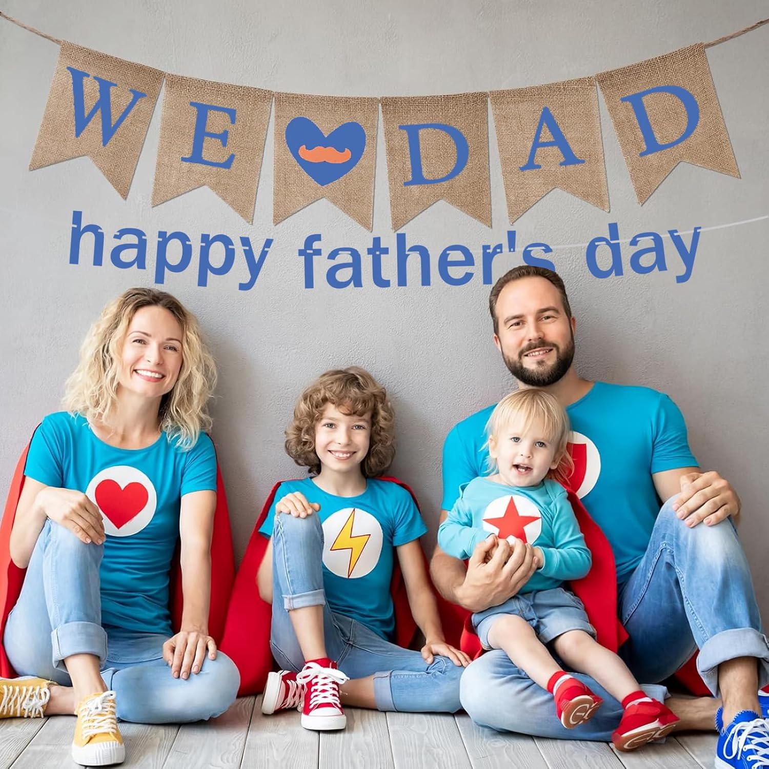 We Love Dad Burlap Father's Day Banner Flag Bunting Garland Party Decorations Photo Prop
