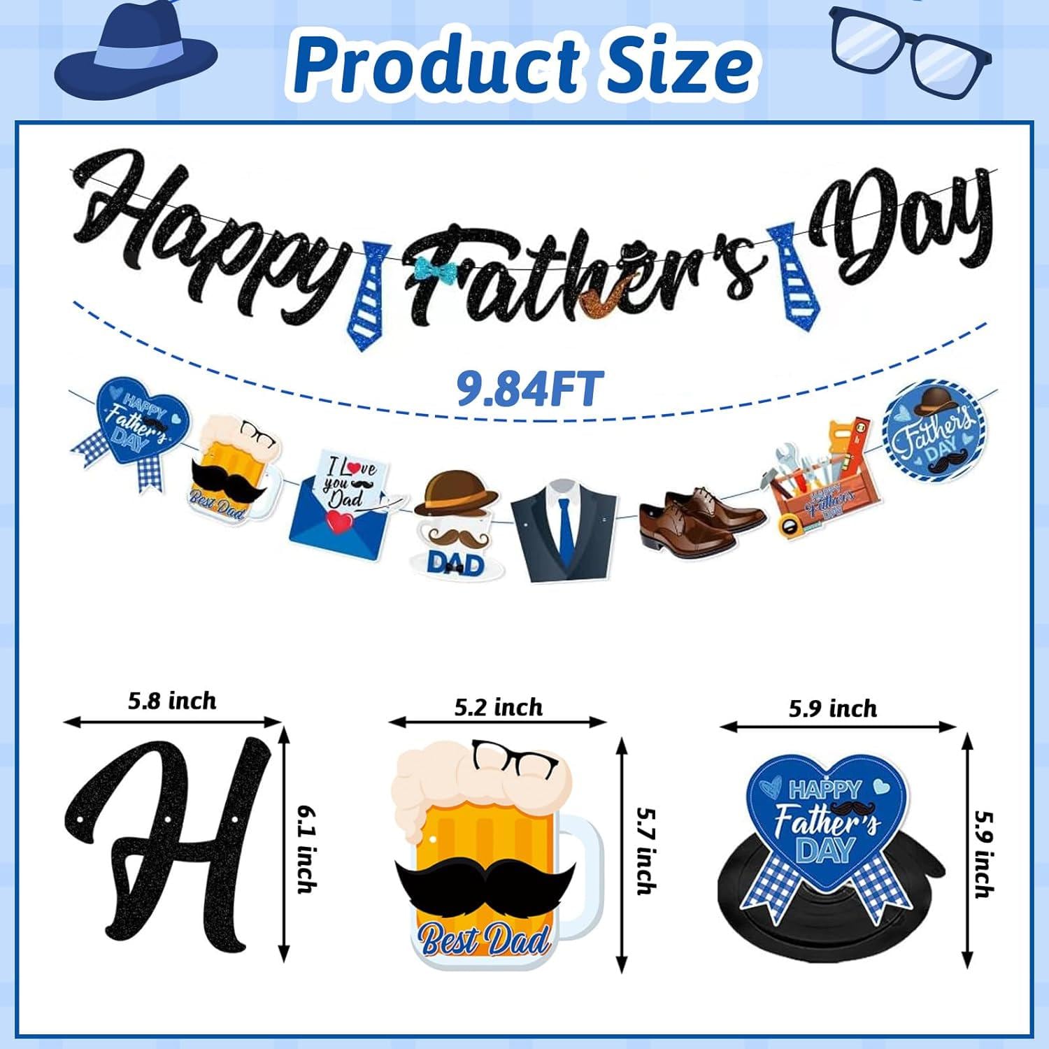 I Love You Dad – Father's Day Banner & Swirls Party Decorations