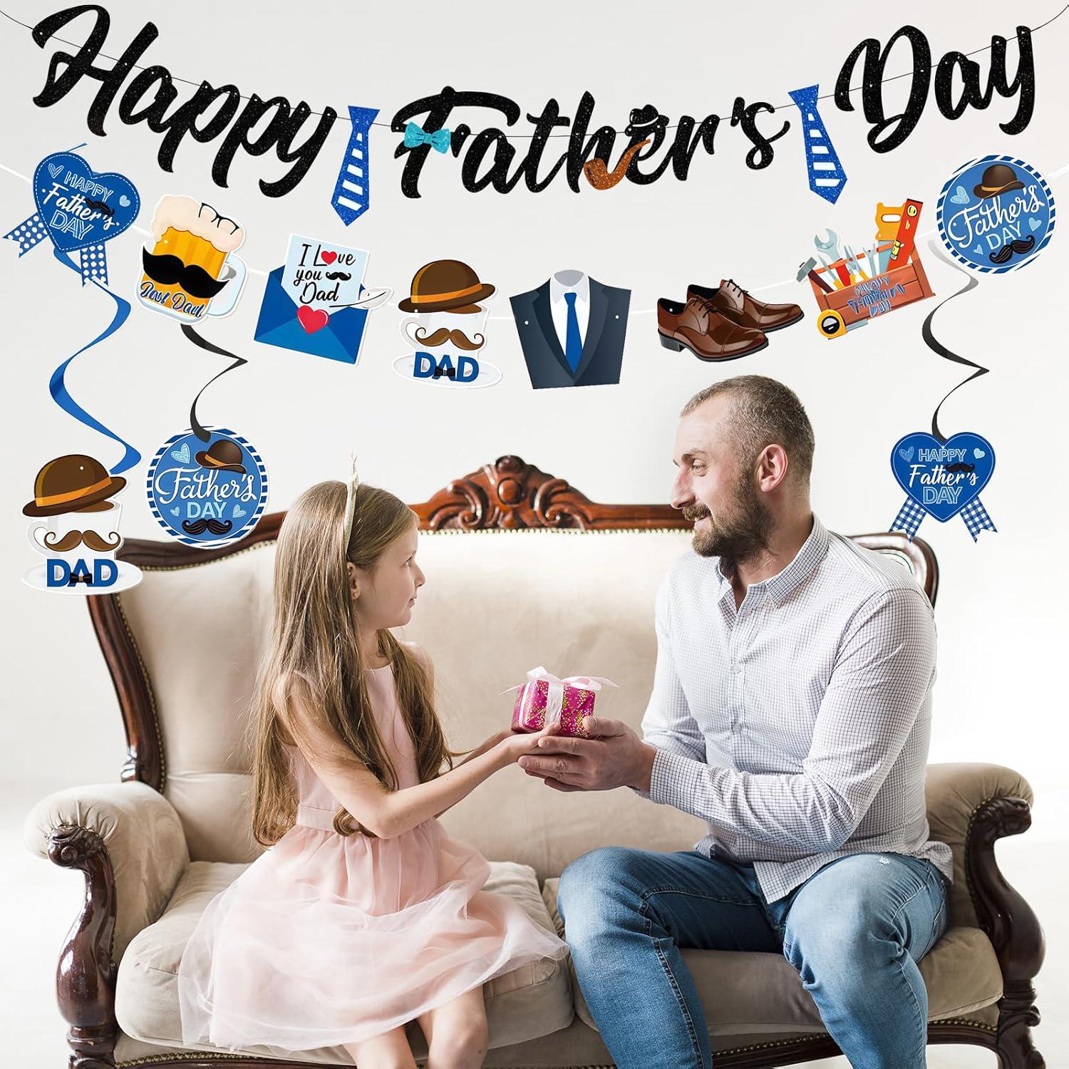 I Love You Dad – Father's Day Banner & Swirls Party Decorations
