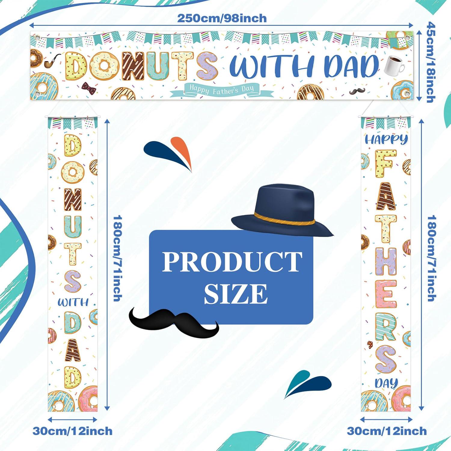 Donuts with Dad Father's Day Banner Set – "Dad Ever" Party Decorations