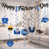 Happy Father's Day Banner & Hanging Swirls Decorations Love Dad Party Supplies for Celebration