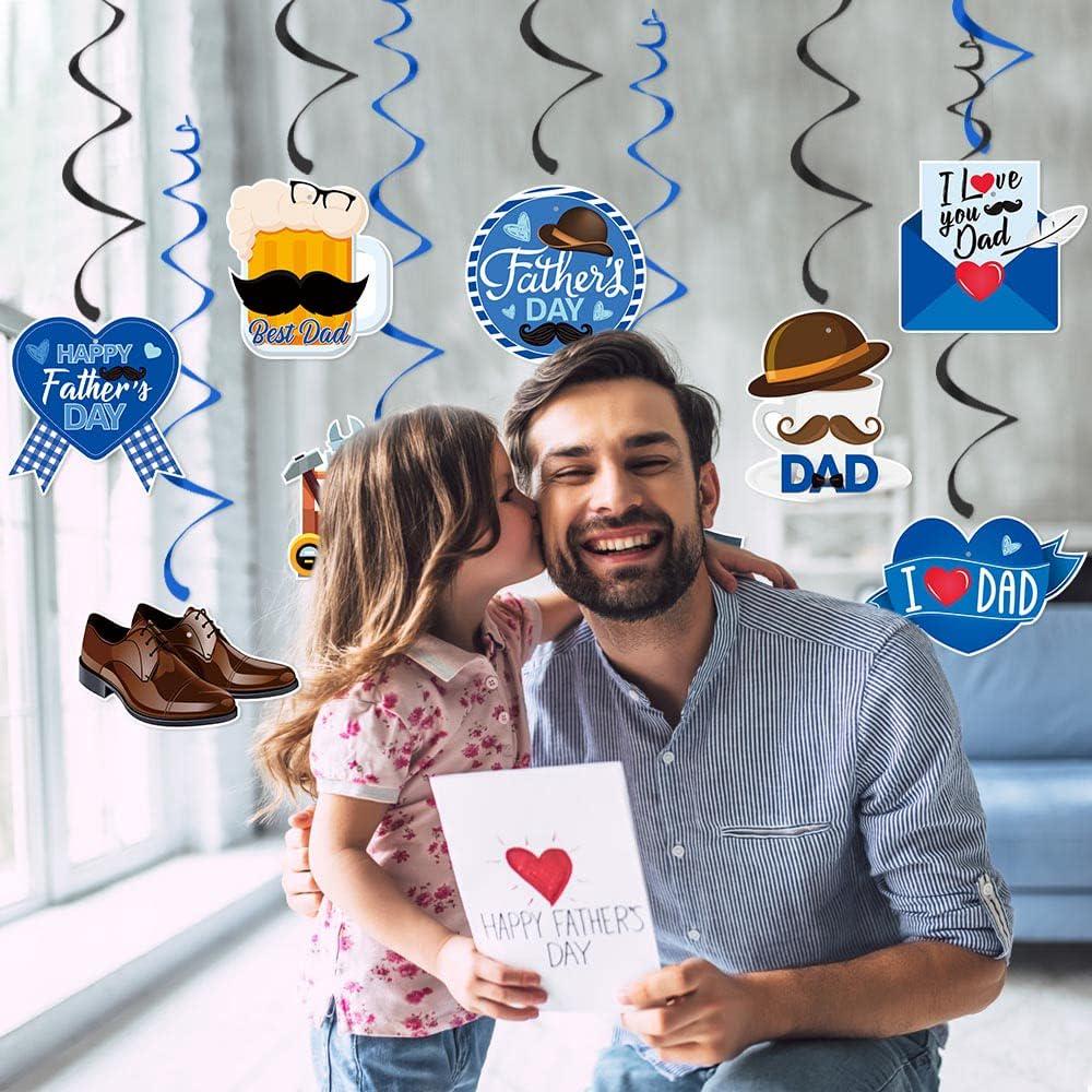 Happy Father's Day Banner & Hanging Swirls Decorations Love Dad Party Supplies for Celebration