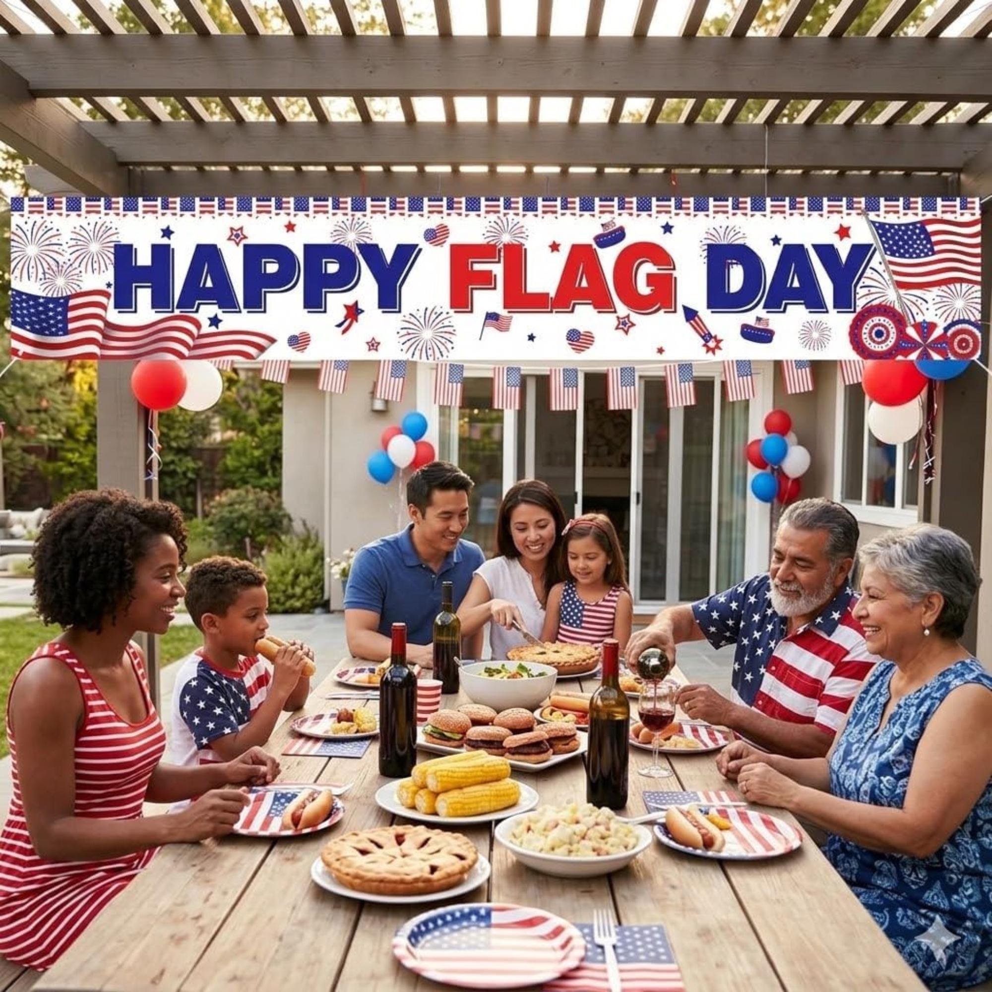 Happy Flag Day Banner | Patriotic Red White Blue Yard Sign