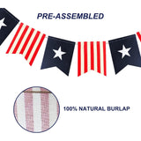 Patriotic Burlap Banner | USA Flag Bunting Garland | 4th of July Independence Day Decor