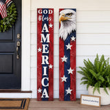 4th of July Door Banner Set | God Bless America Porch Sign | Patriotic Eagle Decor