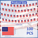 100 PCS American Flag Banner Set | USA Patriotic Decorations | Independence Day Party Bunting