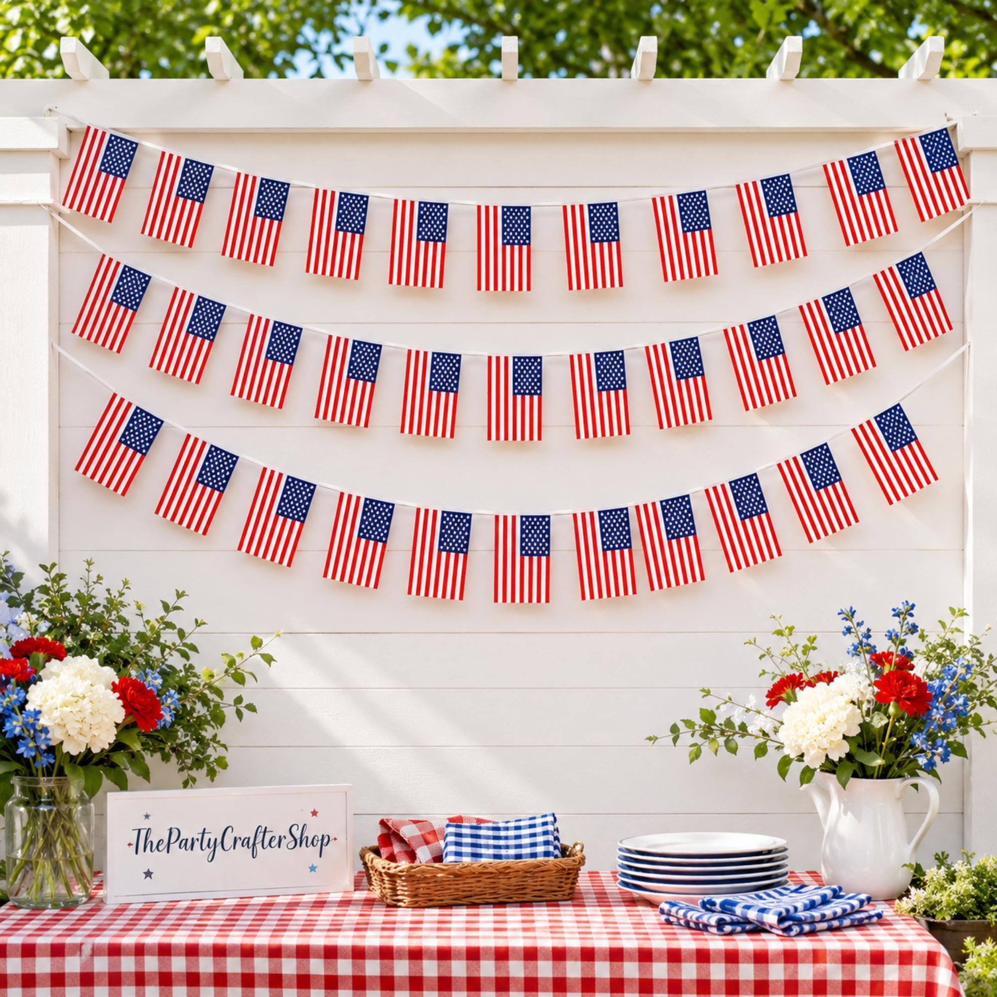 100 PCS American Flag Banner Set | USA Patriotic Decorations | Independence Day Party Bunting