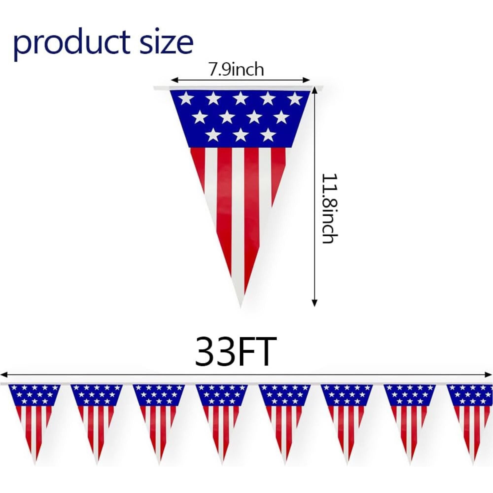 Patriotic Pennant Banner Flags | Red White Blue Bunting for 4th of July Party Decor