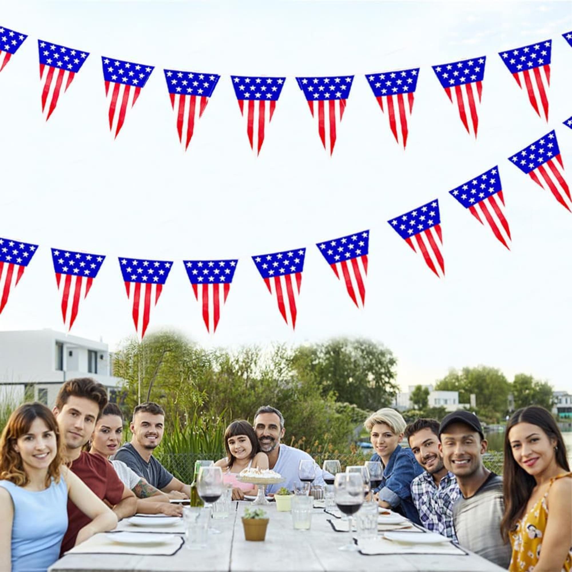 Patriotic Pennant Banner Flags | Red White Blue Bunting for 4th of July Party Decor