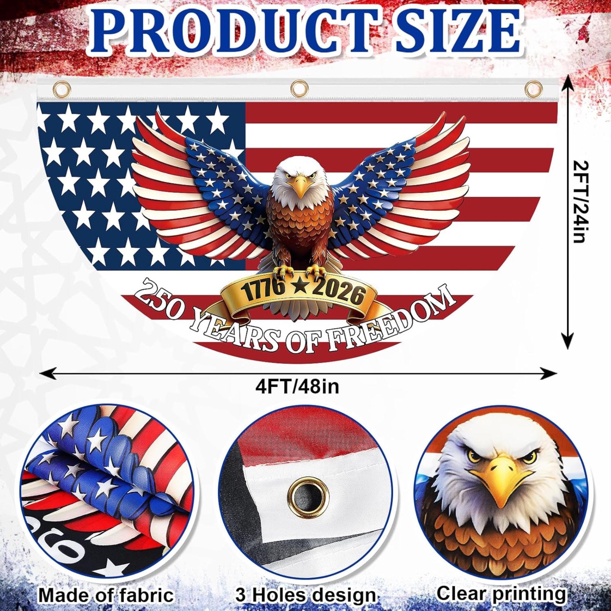 USA Bunting Flag Set | 250 Years of Freedom Eagle Banner (1776-2026)