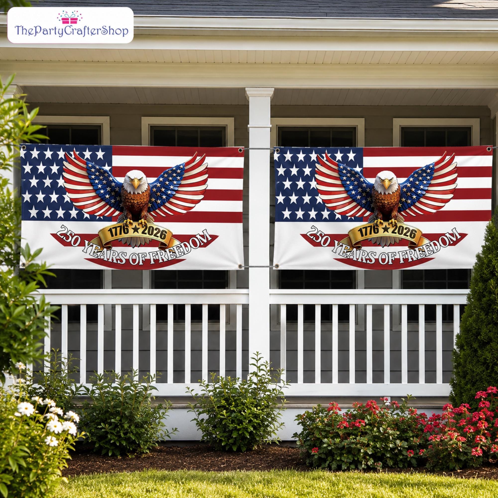USA Bunting Flag Set | 250 Years of Freedom Eagle Banner (1776-2026)