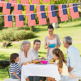 American Flag Banner, 30 Mini USA Flags, 33 Ft Patriotic Garland, 4th July Party