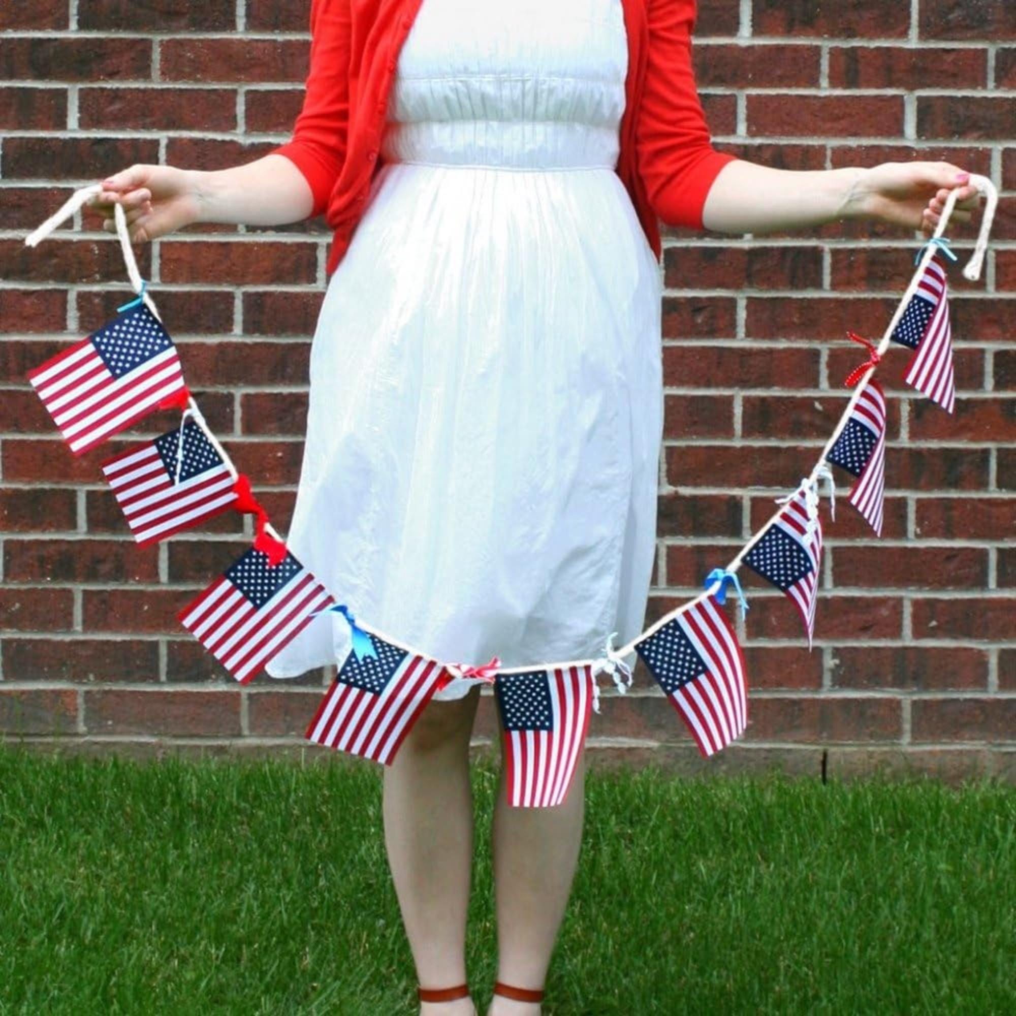 US American String Pennant Flags | 38 Flag Patriotic Banner | 4th of July Party Decorations
