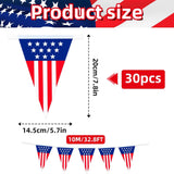American Triangle Pennant Banner | 30 Mini USA Bunting Flags, Patriotic Decor