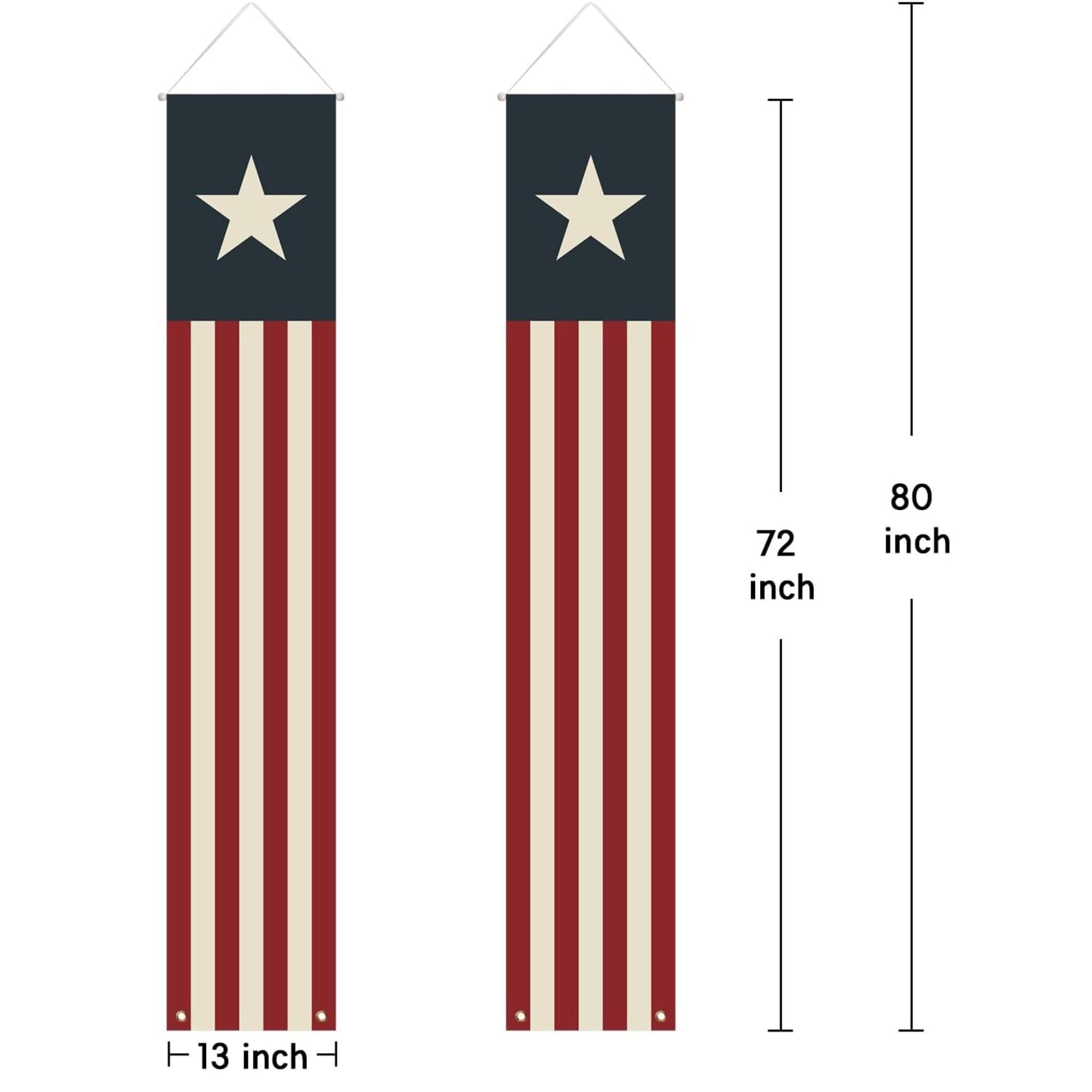 4th of July Porch Banners | Patriotic Stars Stripes Door Decor Set