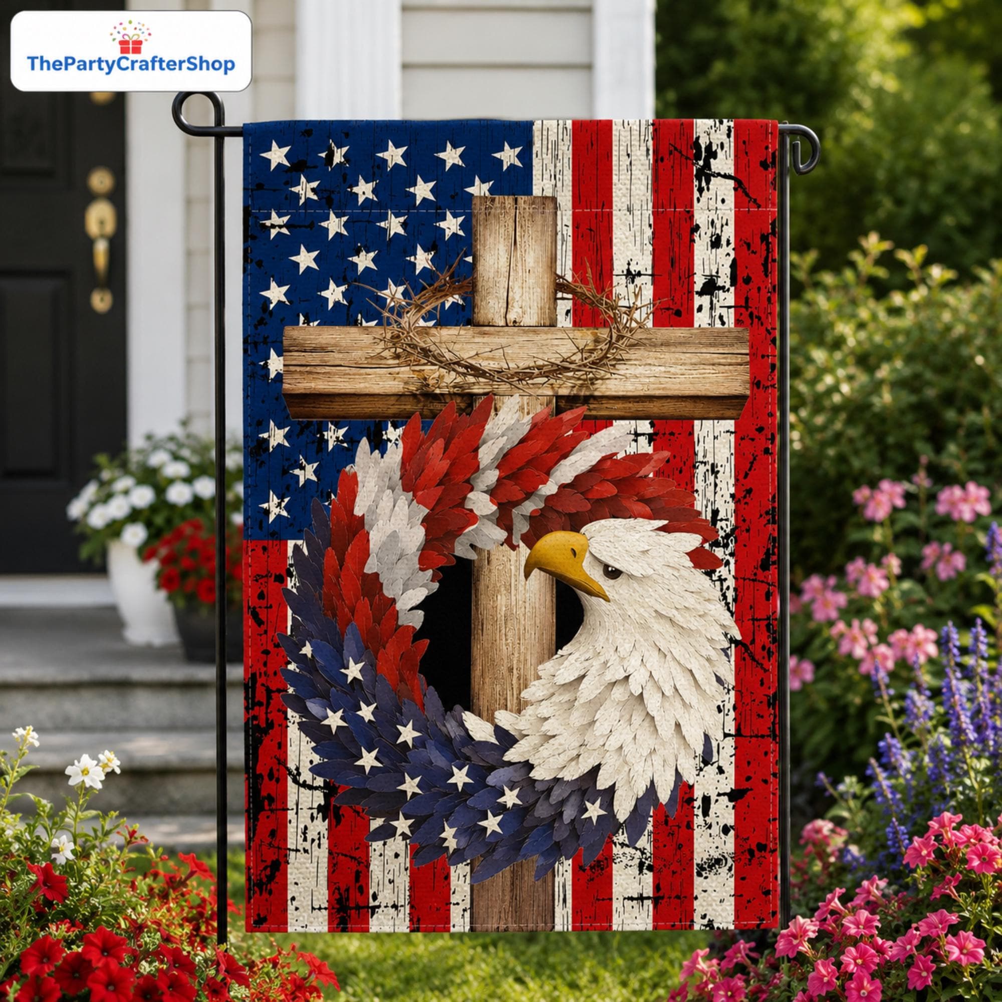 Patriotic Eagle Garden Flag | Double Sided USA Memorial Day Yard Decor