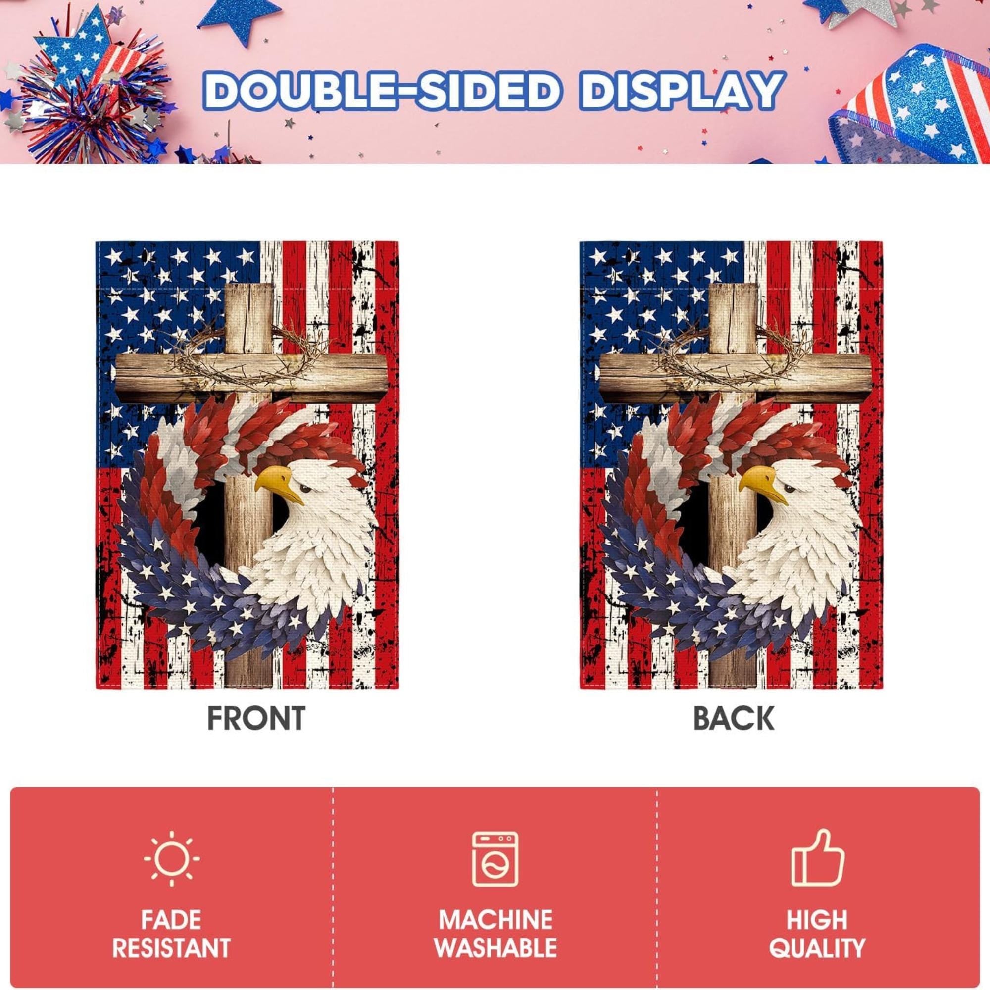 Patriotic Eagle Garden Flag | Double Sided USA Memorial Day Yard Decor