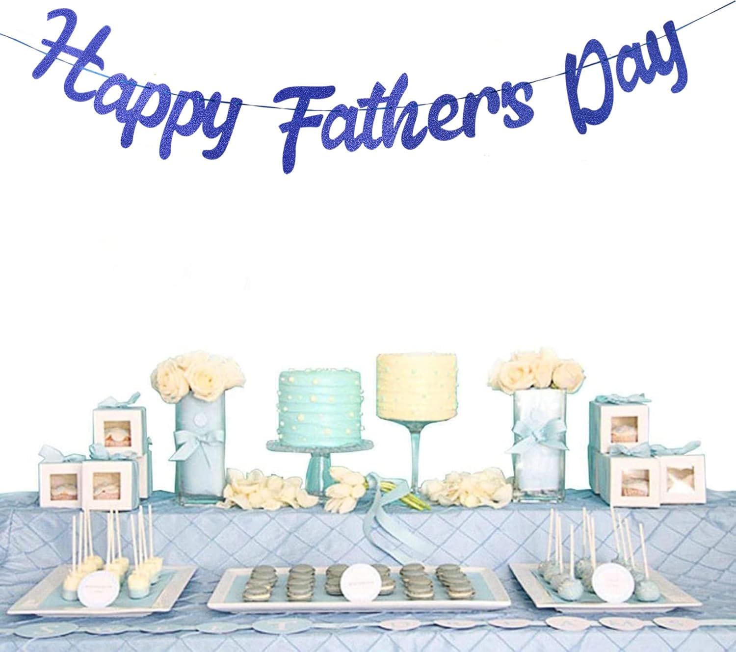 Happy Father's Day Blue Bunting Garland Banner – Photo Prop Party Decoration