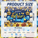 7x5FT Happy Father's Day Backdrop Navy Blue Gold Glitter Tie Mustache Photo Booth Banner