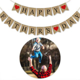 Burlap Happy Father's Day Banner Rustic Bunting Garland Party Decorations for Dad Celebration