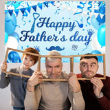 Happy Father's Day Backdrop Banner 70x43 Inch Large Blue Photo Booth Party Decorations