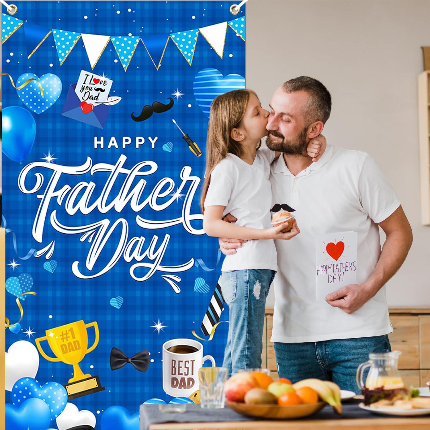 Happy Father's Day Door Cover Banner Indoor Outdoor Party Decorations for Dad Celebration