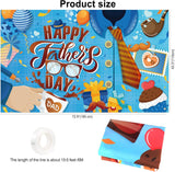 Happy Father's Day Blue Fabric Backdrop Banner with Tie & I Love You Dad Design 185x110cm