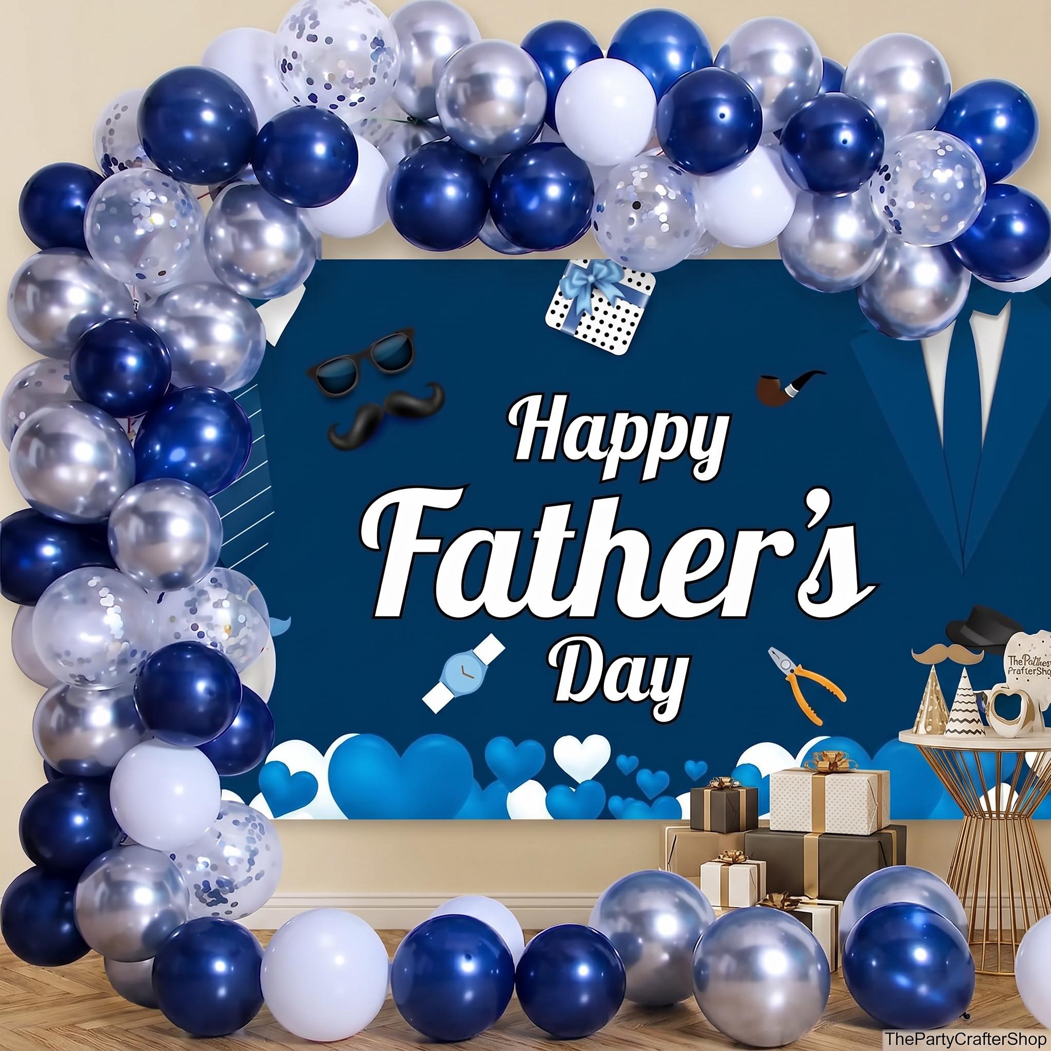 Happy Father's Day Backdrop Banner & Balloon Garland Arch Kit Party Decorations for Dad Photo Wall