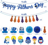 Father's Day Decoration Set Pre-Assembled Garland Banner Hanging Swirls Pom Poms Honeycomb Centerpieces