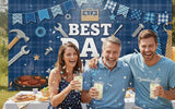 Large Happy Father's Day Backdrop Banner 70.9x45.3 Inch Blue Party Decorations Photo Background