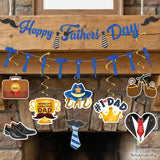 32PCS Happy Father's Day Banner & Hanging Swirls Decoration Set Party Supplies for Dad Birthday