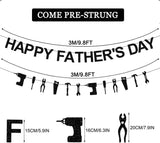 Best Dad Ever Glitter Father's Day Banner with Tools Signs Black Garland Fireplace Mantle Decorations