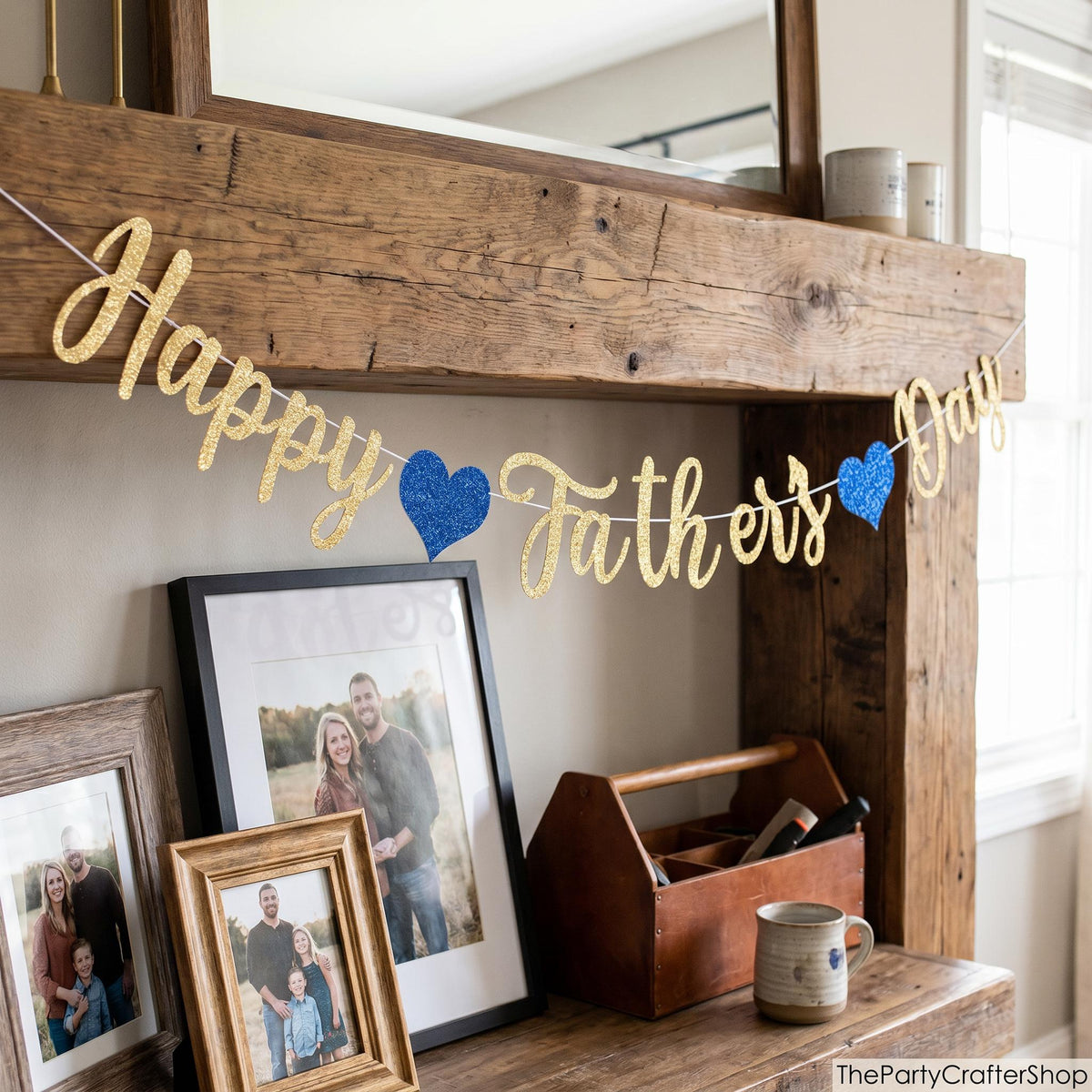 Happy Father's Day Glitter Gold Banner Garland Decorations for Dad Papa Party Supplies