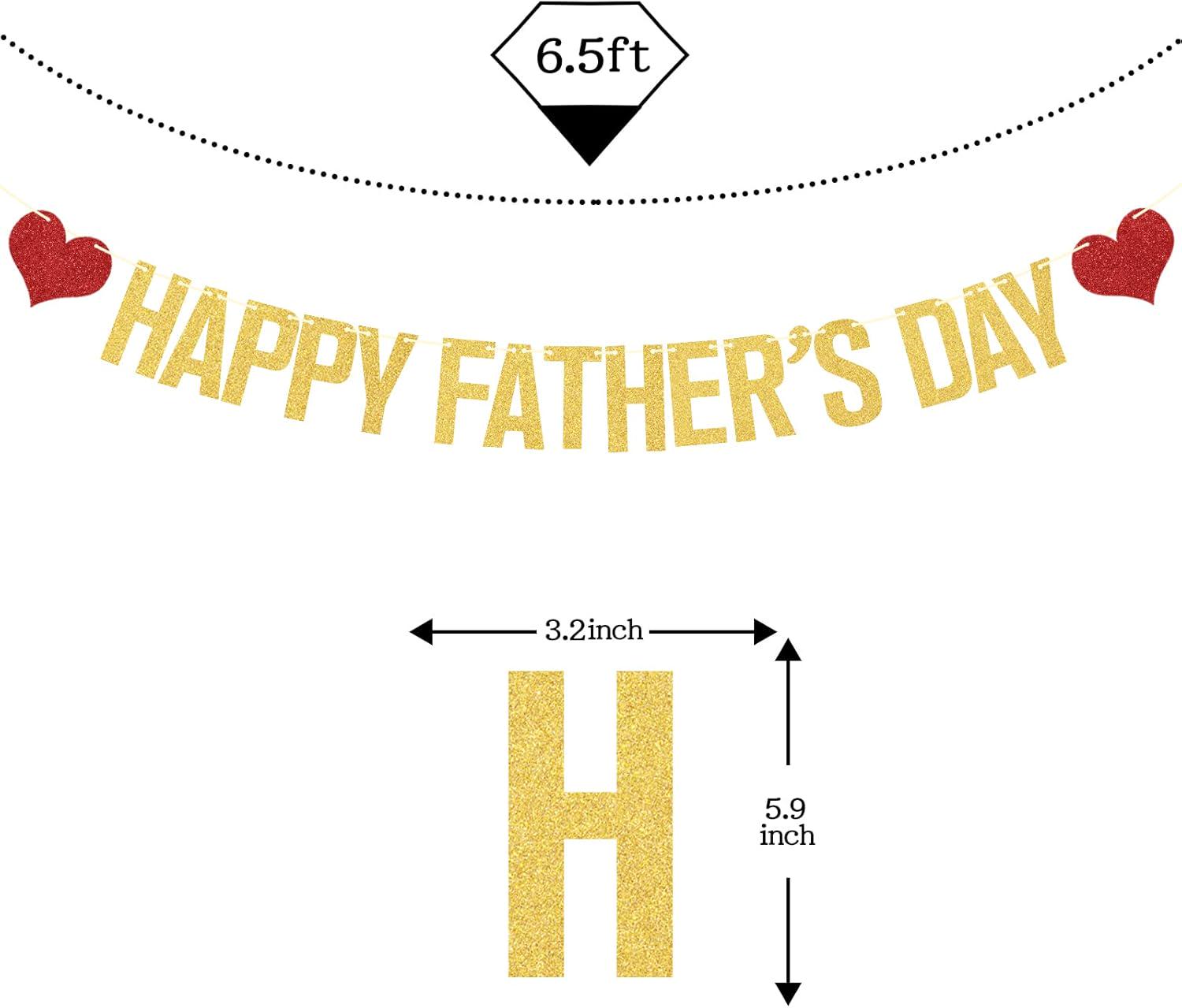 Happy Father's Day Gold Glitter Banner Best Dad Ever Party Decorations for Dad Birthday Celebration