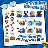 Father's Day Decorations Set Blue Glitter Banner Hanging Swirls Honeycomb Centerpieces Party Supplies