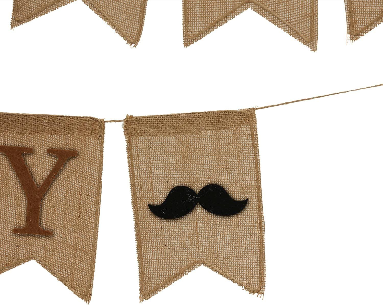 Happy Father's Day Burlap Banner We Love Dad Rustic Mustache Garland Party Decorations