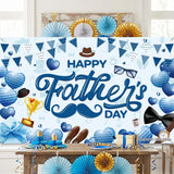 Happy Father's Day Blue Backdrop Banner 70.9x43.3 Inch Indoor Outdoor Party Decorations