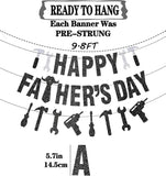 Pre-Strung Happy Father's Day Glitter Banner with Tools Garland for Dad Grandpa Papa Party Decorations