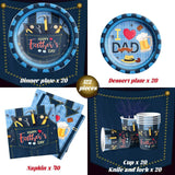 142PCS Father's Day Party Tableware Set Banner Plates Cups Tablecloth I Love Dad Dinner Supplies