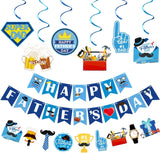 Happy Father's Day Banner & Hanging Swirls Decorations Set Party Supplies for Home Celebration