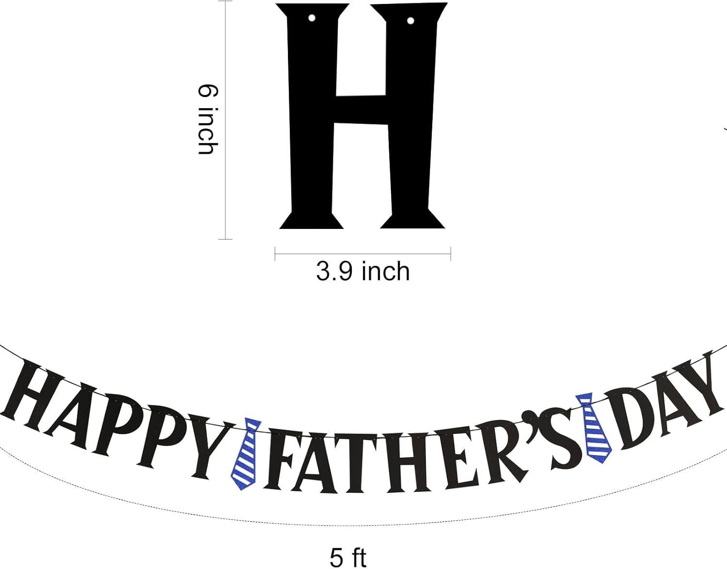 Happy Father's Day Black Glitter Banner Hanging Decorations for Home Office Party Celebrations